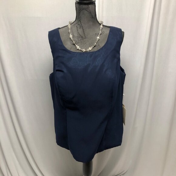 LanTing Bride Blouse Set Women Size XL Navy Blue Sleeveless Top & Lace Overlay - Picture 2 of 9